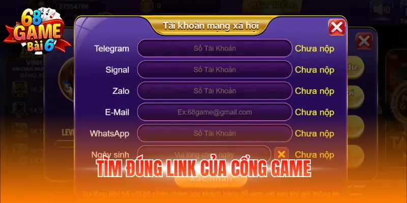 Tìm đúng link của cổng game