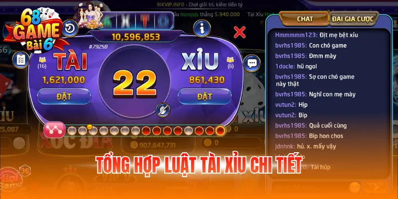 Tổng hợp luật Tài Xỉu chi tiết